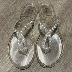 NEW! Shade & Shore Women's Clear Transparent Pearl Sandals